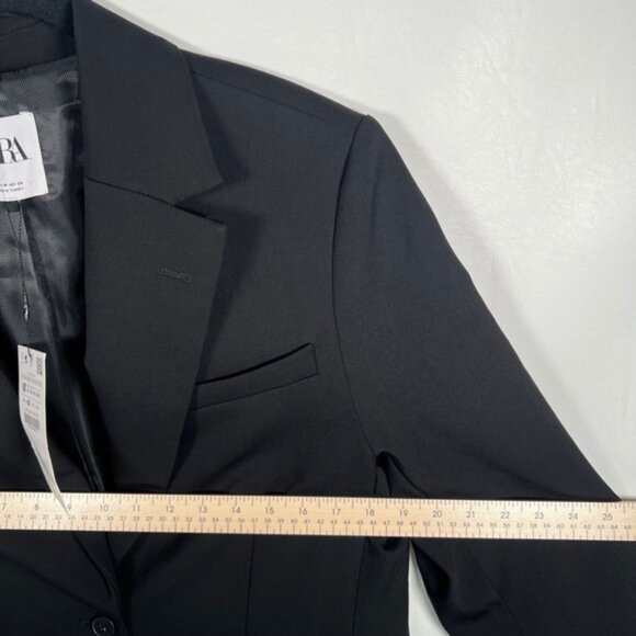 NWT ZARA BASIC Lined 2 Front Button Shoulder Pads Back Slit Blazer 2010/750 Sz M - Picture 8 of 16